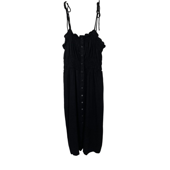 Universal Thread Dresses & Skirts - Universal Thread Black Linen Blend Button Front Smocked Midi Sundress Size M
